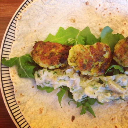 Ottolenghi's Fish and Caper Kebabs, made into a wrap